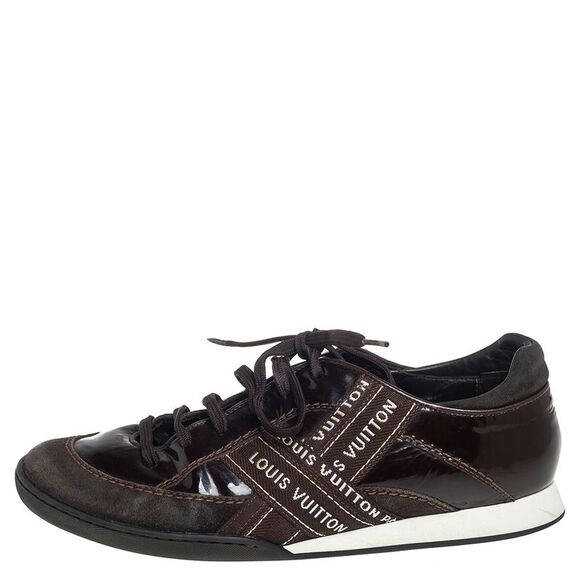 Louis Vuitton Brown Suede And Patent Leather Low Top Sneaker Size 39 - Picture 2 of 4
